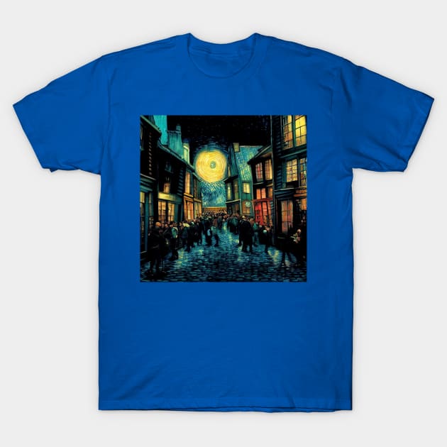 Starry Night in Diagon Alley T-Shirt by Grassroots Green